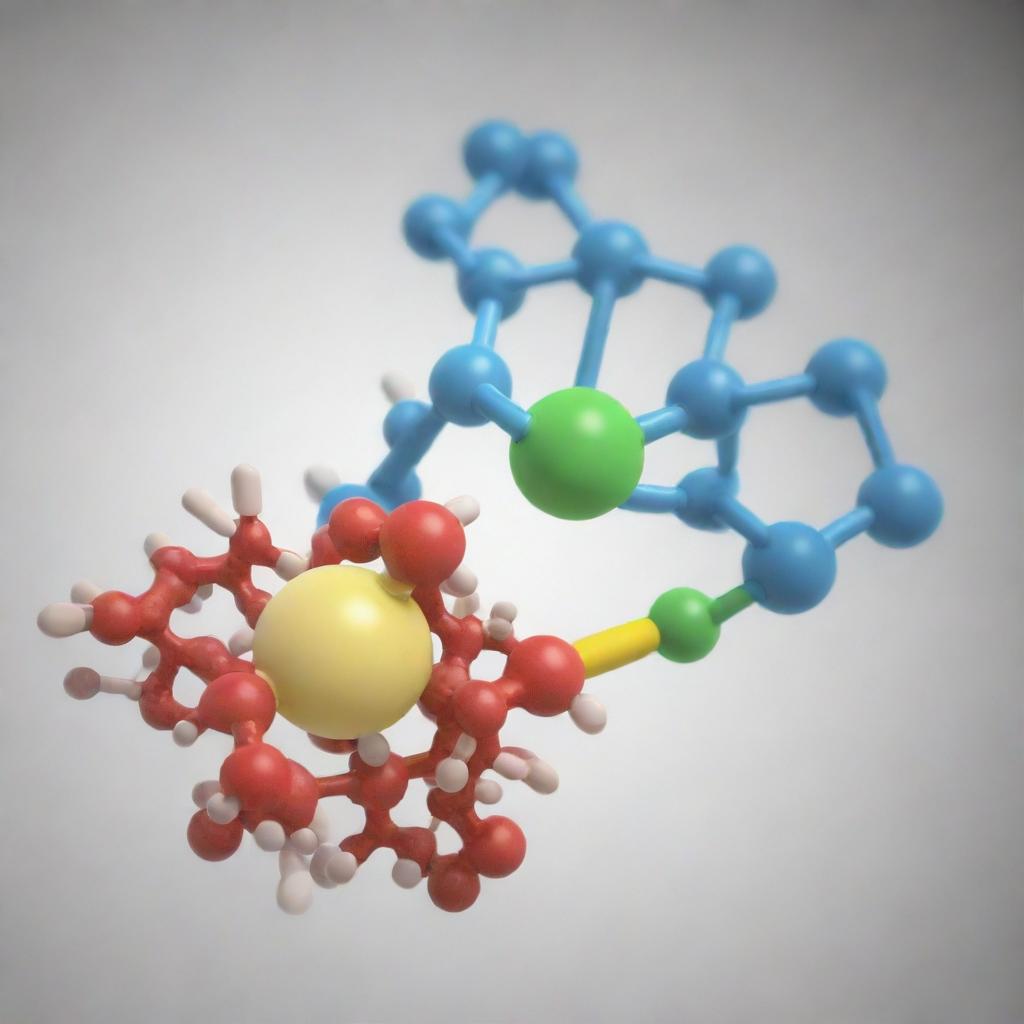 A highly detailed representation of a protein molecule interacting with an acid molecule.