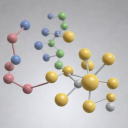 A highly detailed representation of a protein molecule interacting with an acid molecule.