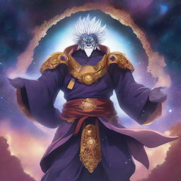 A grand and awe-inspiring illustration featuring Sukuna as the master of the universe