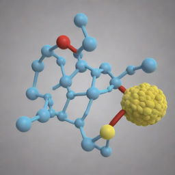 A highly detailed representation of a protein molecule interacting with an acid molecule.