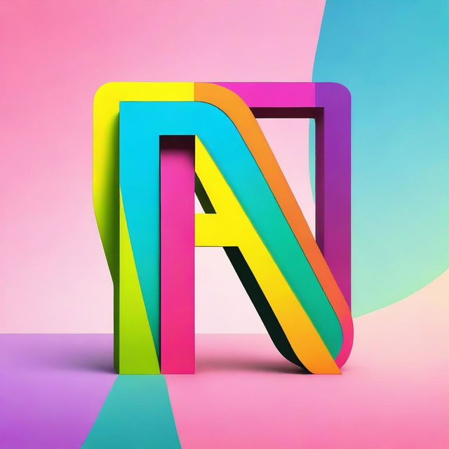 Create a creative image featuring the characters 'D' and 'A' in inspired fonts and vibrant colors