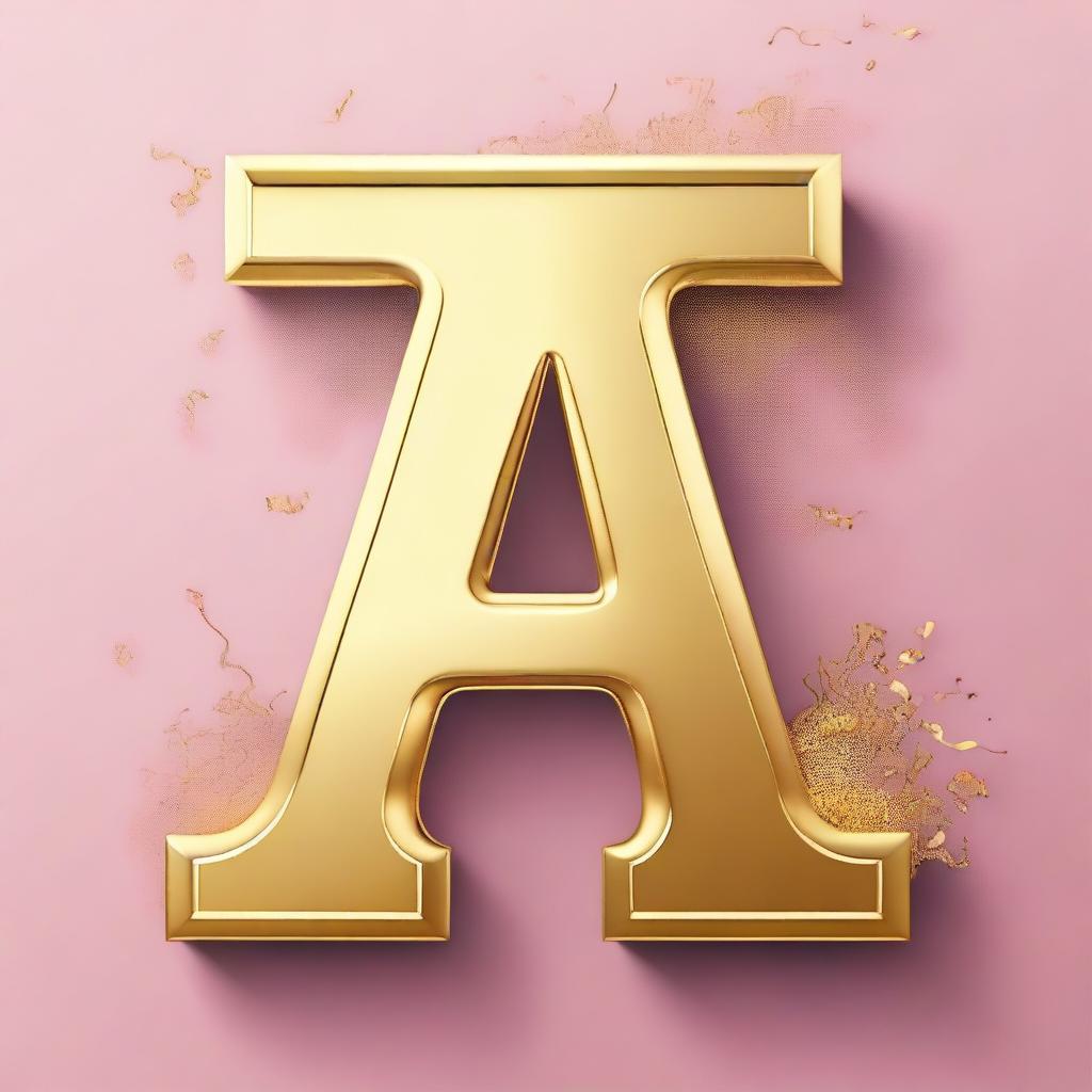 Create a creative image featuring the characters 'D' and 'A' in inspired fonts with a foil gold effect