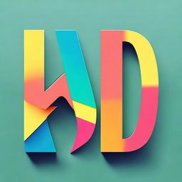 Create a creative image featuring the letters 'D' and 'A' as characters in inspired fonts and vibrant colors