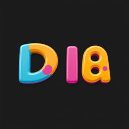 Create an image of the word 'DA' in large, bold, and colorful letters