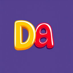 Create an image of the word 'DA' in large, bold, and colorful letters