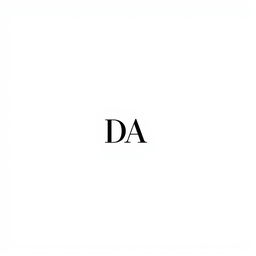 A simple and minimalistic letter 'DA' in a modern font, centered on a plain white background