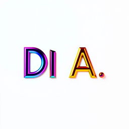 A colorful and foil minimalistic letter 'DA' in a modern font, centered on a plain white background