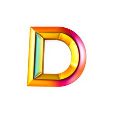 A colorful and foil minimalistic letter 'DA' in a modern font, centered on a plain white background