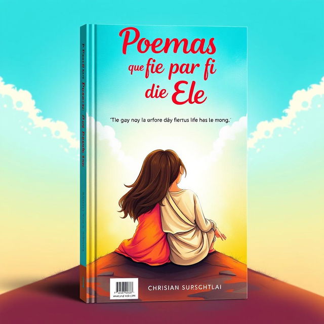 A vibrant and eye-catching book cover for a Christian poetry book titled 'Poemas que fiz para Ele'