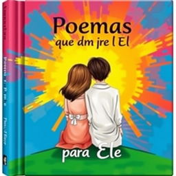 A vibrant and eye-catching book cover for a Christian poetry book titled 'Poemas que fiz para Ele'