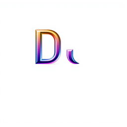 A colorful and foil minimalistic letter 'DA' in a modern font, centered on a plain white background