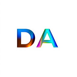 A colorful and foil minimalistic letter 'DA' in a modern font, centered on a plain white background