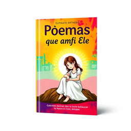 A vibrant and eye-catching book cover for a Christian poetry book titled 'Poemas que fiz para Ele'