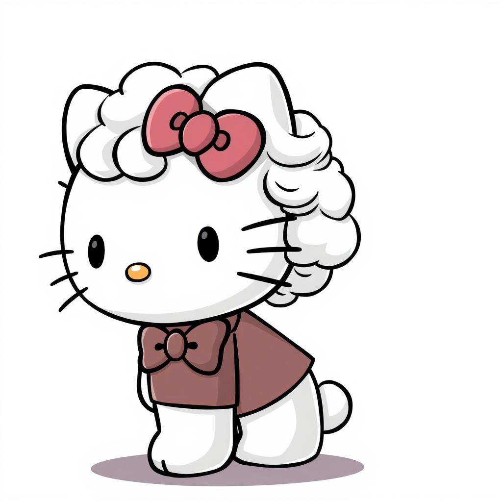 Create a male version of Hello Kitty with curly hair