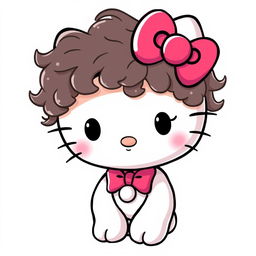 Create a male version of Hello Kitty with curly hair