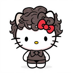 Create a male version of Hello Kitty with curly hair