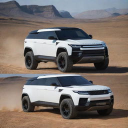 A unique vehicle that merges Lamborghini's sporty aerodynamics with the robust, adventure-ready design of a Land Rover.