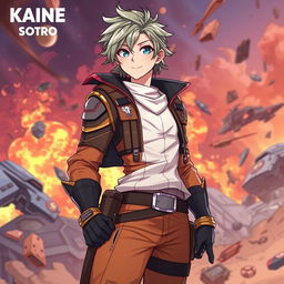 A detailed and vibrant illustration of Kaine Solo, a character with a heroic and adventurous appearance