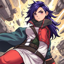 A detailed and vibrant illustration of Kaine Solo, a character with a heroic and adventurous appearance