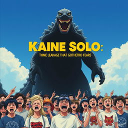 Create a movie poster titled 'Kaine Solo: The Leakage That Gothretro Fears'