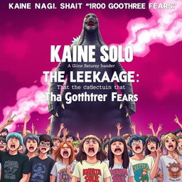 Create a movie poster titled 'Kaine Solo: The Leakage That Gothretro Fears'