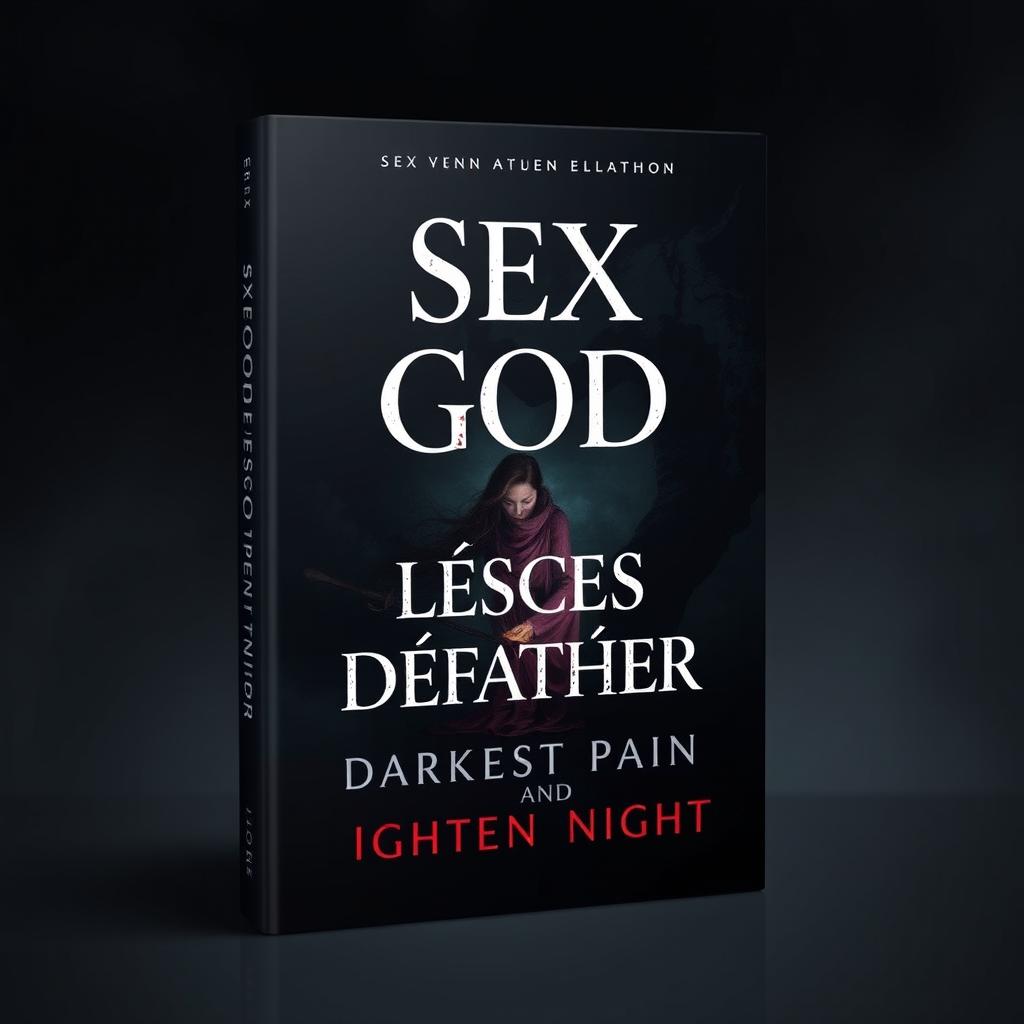 Create a book cover for the title 'Sex God Lésecs Defather: Darkest Pain, Lightest Night'