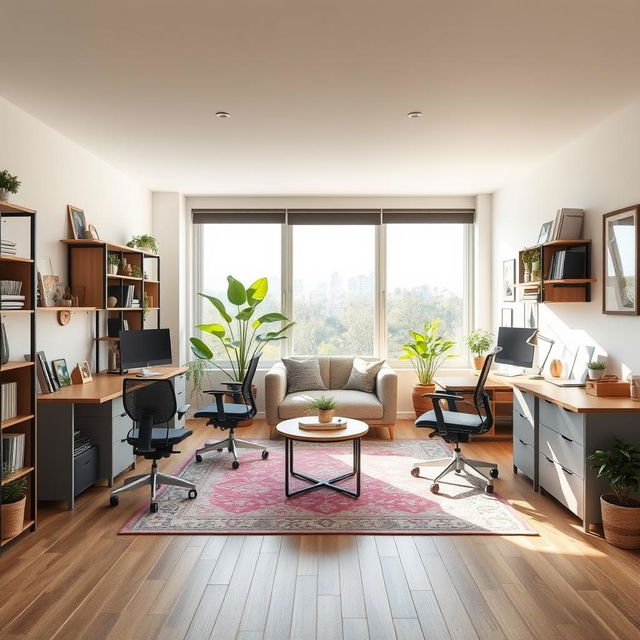 A shared home office design for a couple in a 6m x 6m room