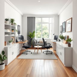 A shared home office design for a couple in a 6m x 6m room