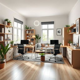 A shared home office design for a couple in a 6m x 6m room