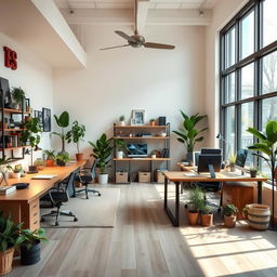 A shared home office design with a spacious layout