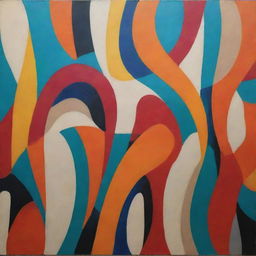 Contemporary art piece with unique shapes, bold colors and abstract patterns reflecting current artistic trends.