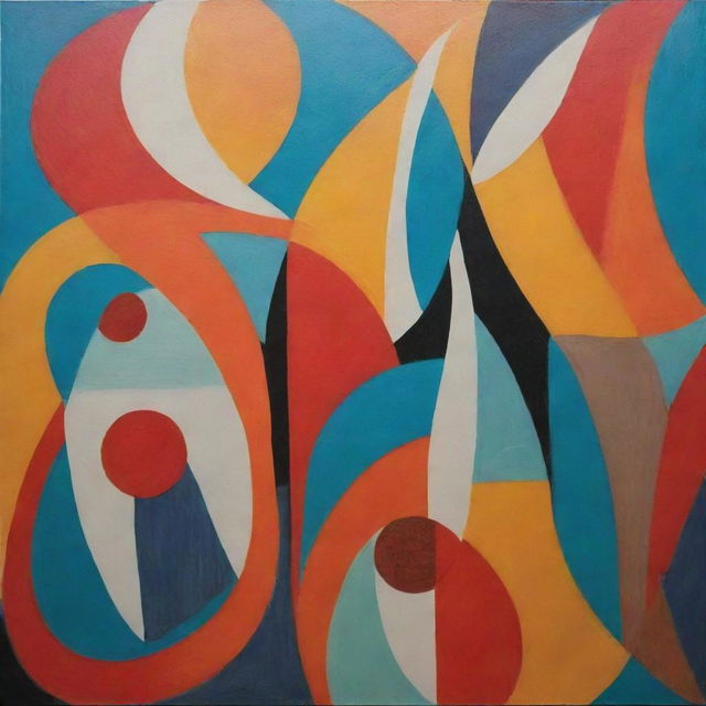 Contemporary art piece with unique shapes, bold colors and abstract patterns reflecting current artistic trends.