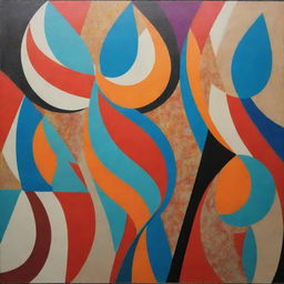 Contemporary art piece with unique shapes, bold colors and abstract patterns reflecting current artistic trends.