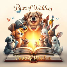 Create a whimsical and enchanting book cover for 'Paws of Wisdom