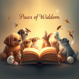 Create a whimsical and enchanting book cover for 'Paws of Wisdom