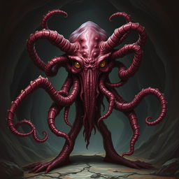 A mind flayer with the head of a beholder