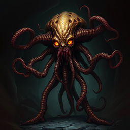 A mind flayer with the head of a beholder