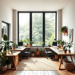 A shared home office design with a spacious layout