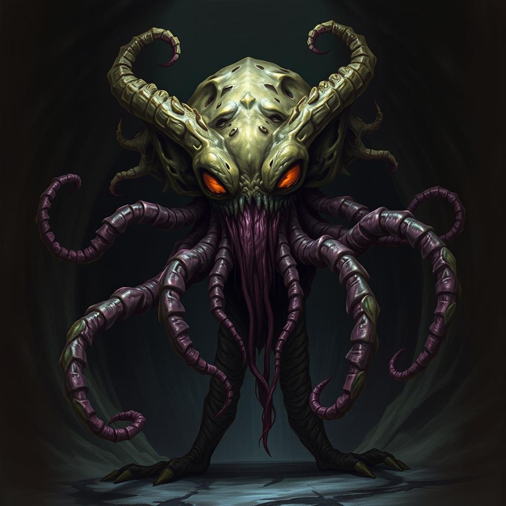 A mind flayer with the head of a beholder