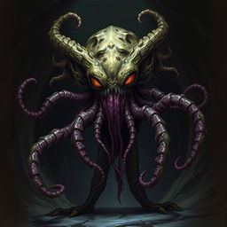 A mind flayer with the head of a beholder