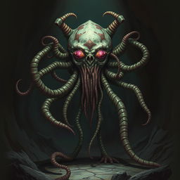 A mind flayer with the head of a beholder