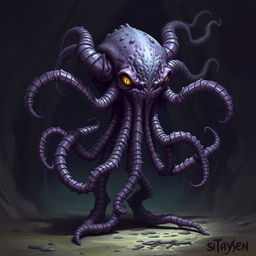 A mind flayer with the head of a beholder