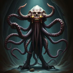 A mind flayer with the head of a beholder