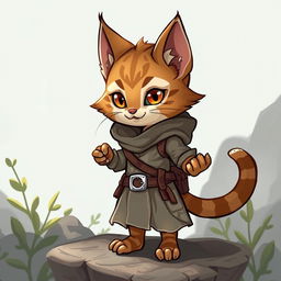 A small, adorable female tabaxi rogue from Dungeons & Dragons