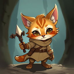 A small, adorable female tabaxi rogue from Dungeons & Dragons