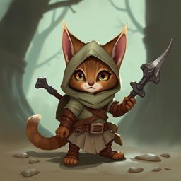 A small, adorable female tabaxi rogue from Dungeons & Dragons