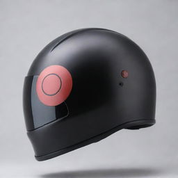 A sleek, modern motorcycle helmet adorned with the distinctive features of Madara Uchiha, including the Sharingan eye symbol and his signature armor aesthetic.