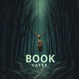 Create a book cover featuring a dark, eerie forest as the background