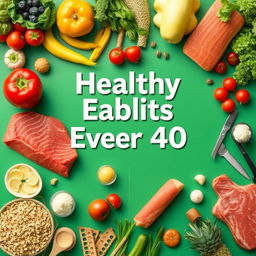 Create an informative and visually appealing image that illustrates healthy eating habits for individuals over 40 years old