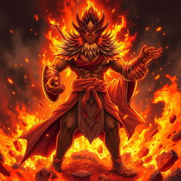 A powerful depiction of Gojo Satoru, the god of fire